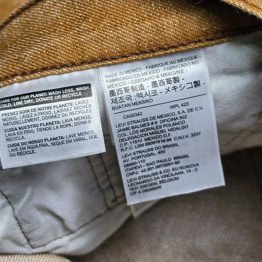 Levis 501 Original Fit Jeans Mens 42x34 Brown White Oak Cone Denim Button Fly